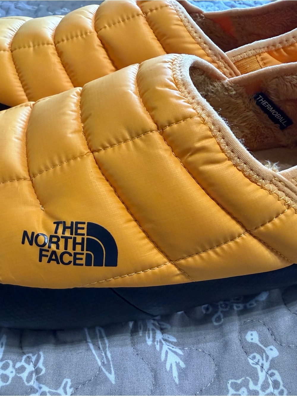 The North Face Yellow Quilted Puffer Slippers